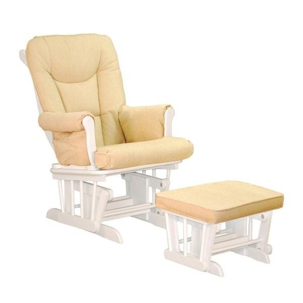 AFG GL7126 Glider Chair White/ Beige Pad with Ottoman